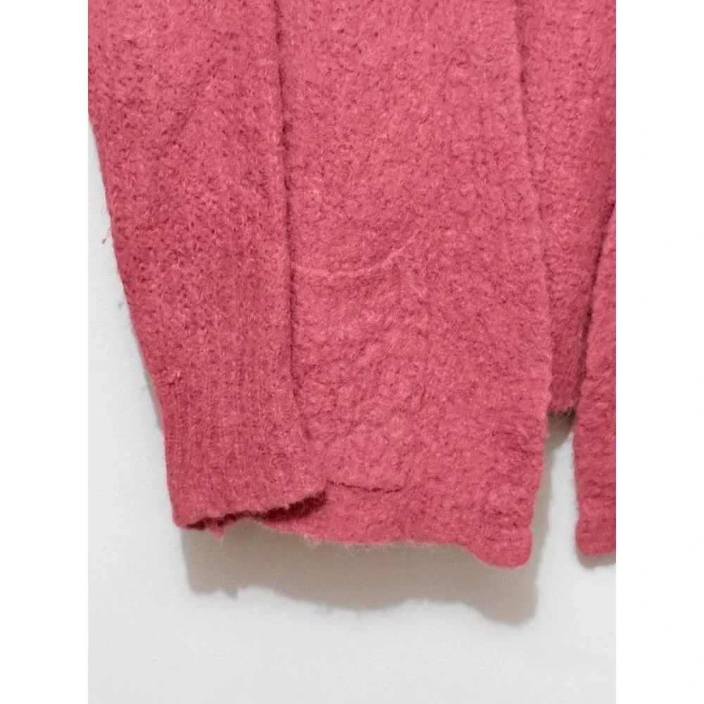 Free People Nightingale Cardigan Dusty Rose Fuzzy Alpaca Open Front Sweater Sz S